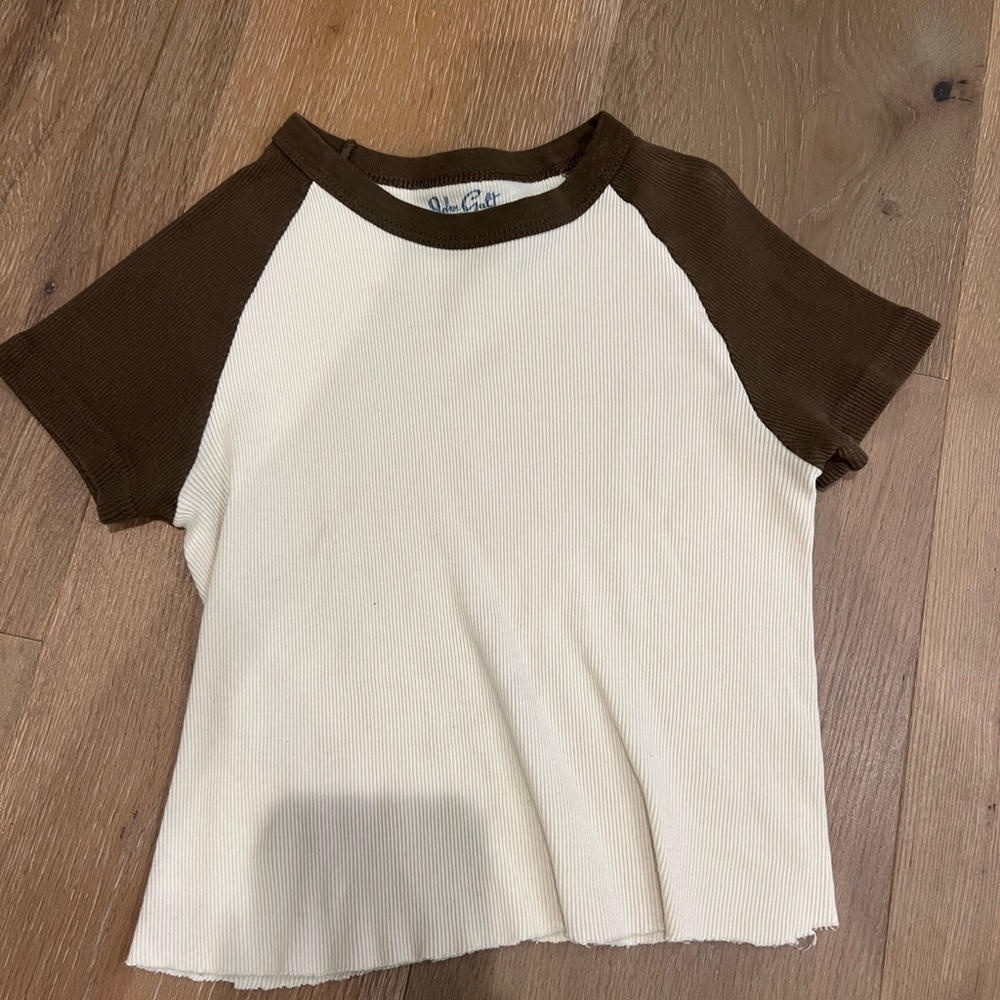 Brandy brown and cream raglan baby tee